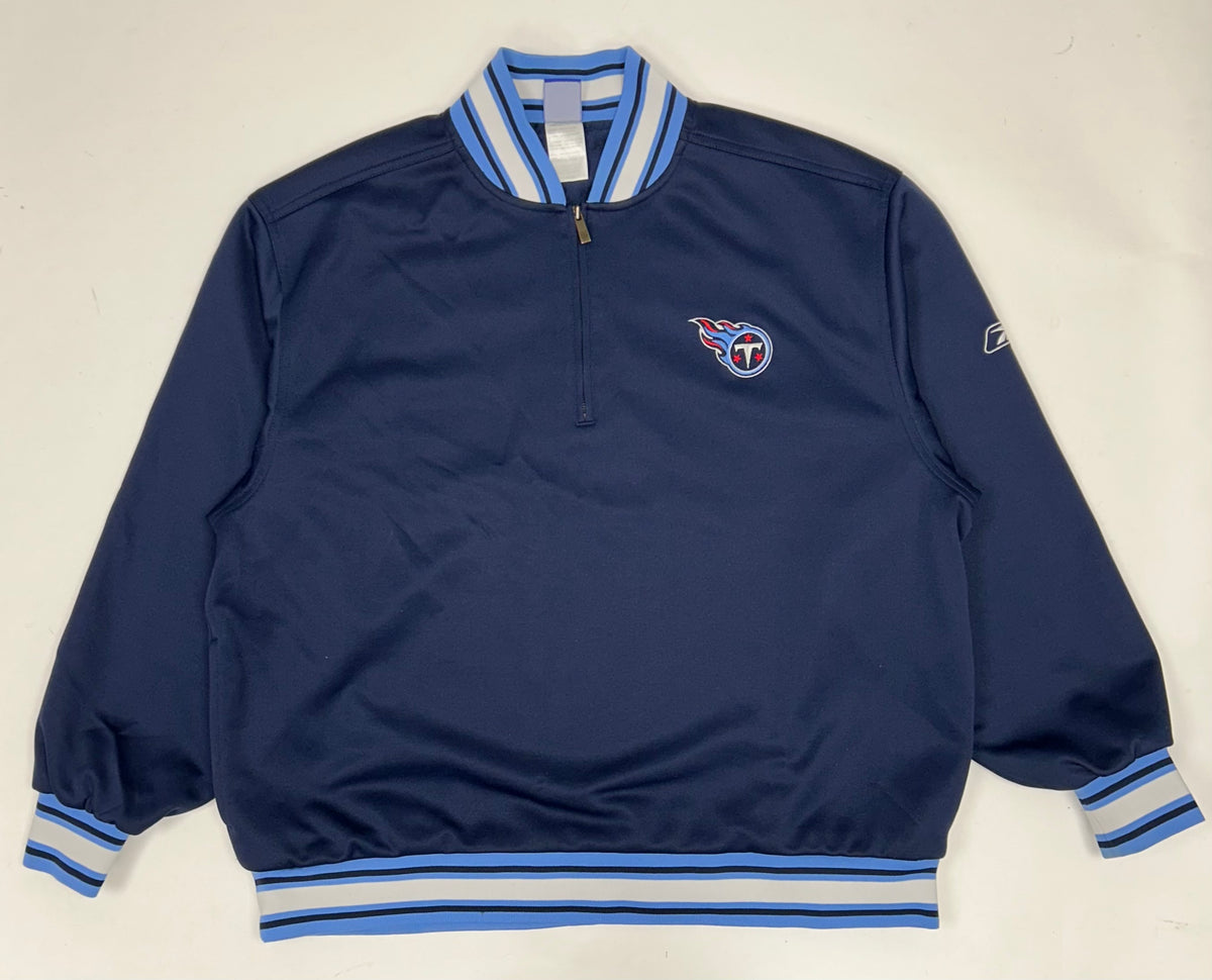 Tennessee Titans Jacket Reebok NFL Team Apparel 1/4 Zip Pullover XL Fits Like 2XL 28.5x30.25 Inches