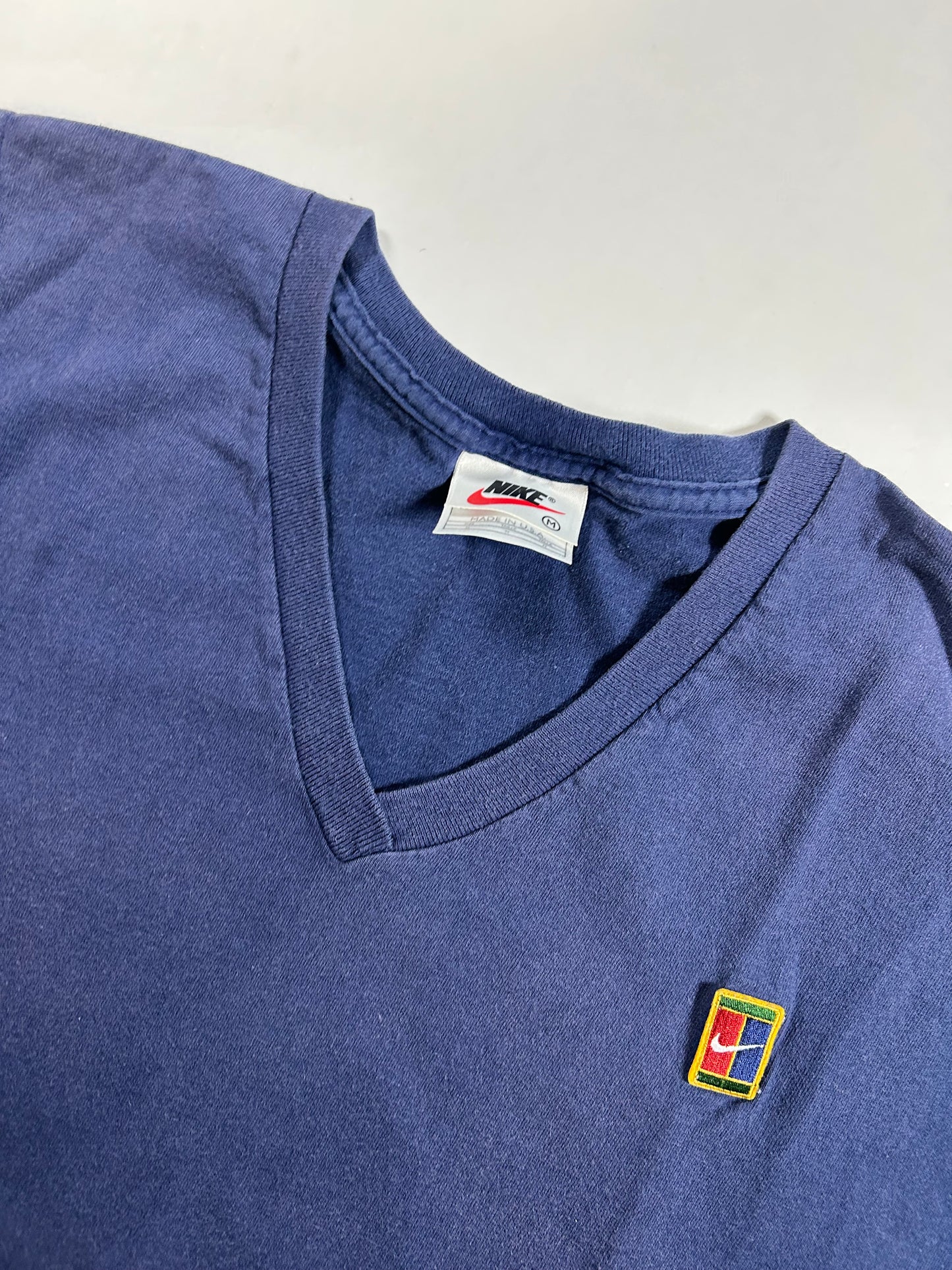 Vintage 90s Nike Tennis Court Challenge Muscle Tee Sleeves Shirt Navy Medium 20.75x28.5 Inches
