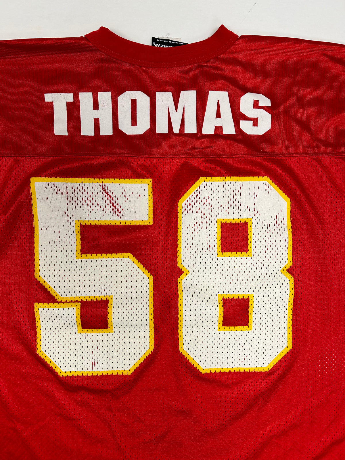 Vintage Logo Athletic Kansas City Chiefs Derrick Thomas # 58 NFL Jersey Red XL 25.75x31.25 Inches