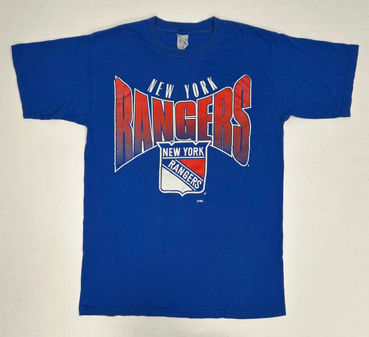 Vintage 90s Competitor New York Rangers NHL Graphic Tee M/L Fit Long Medium Thin Large 20.5x30 Inches