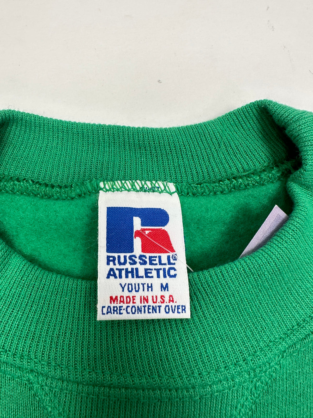 Edgewood NJ “Deeper Than The Roots.” First Edition Crewneck Sweatshirt Tagged Youth Medium 90s Russell Athletic 50/50 Blend Made In USA DS Kelley Green 20x24
