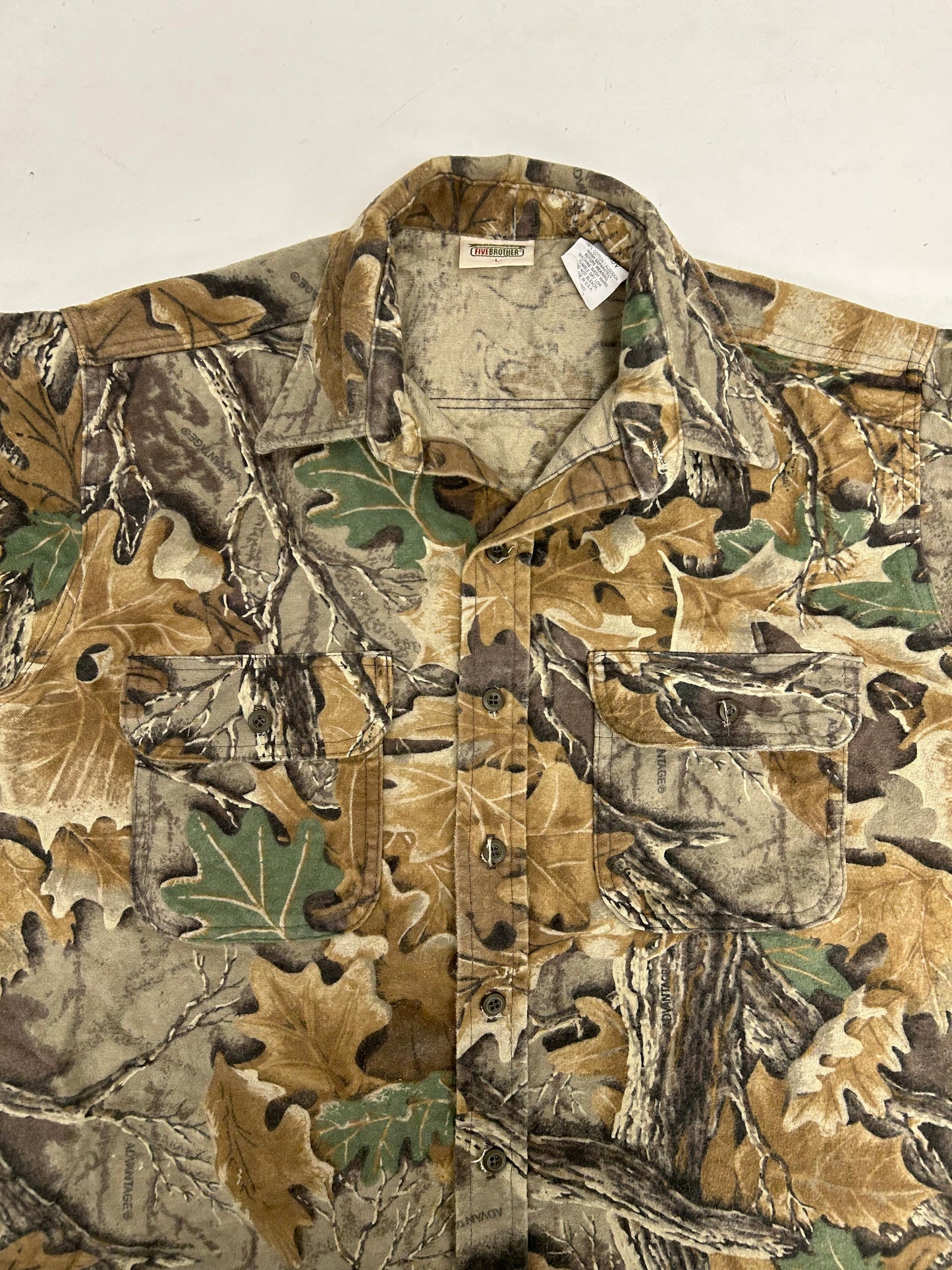Vintage Five Brother Camo Vantage Flannel Button Up Shirt 5226 4701-ADV Large 25x29.5 Inches