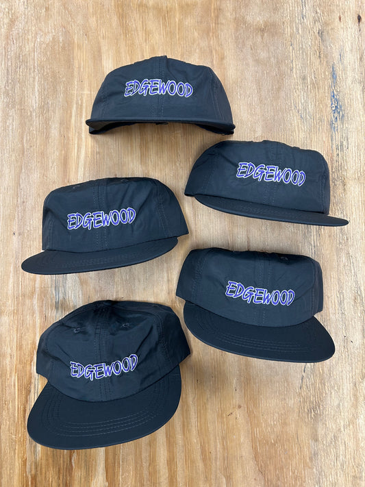 Edgewood NJ Team Spell Out Logo 6 Panel Nylon Adjustable Clip Hat Washed Black