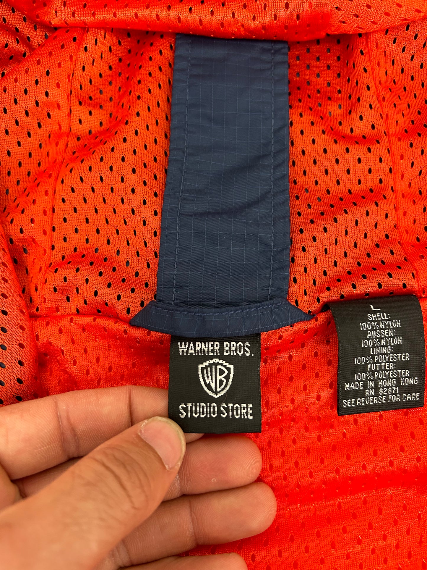 Vintage 1996 Warner Bros. Looney Tunes Bugs Bunny Longitude/Latitude Windbreaker Jacket Large 27.25x29.25 Inches Can Fit XL