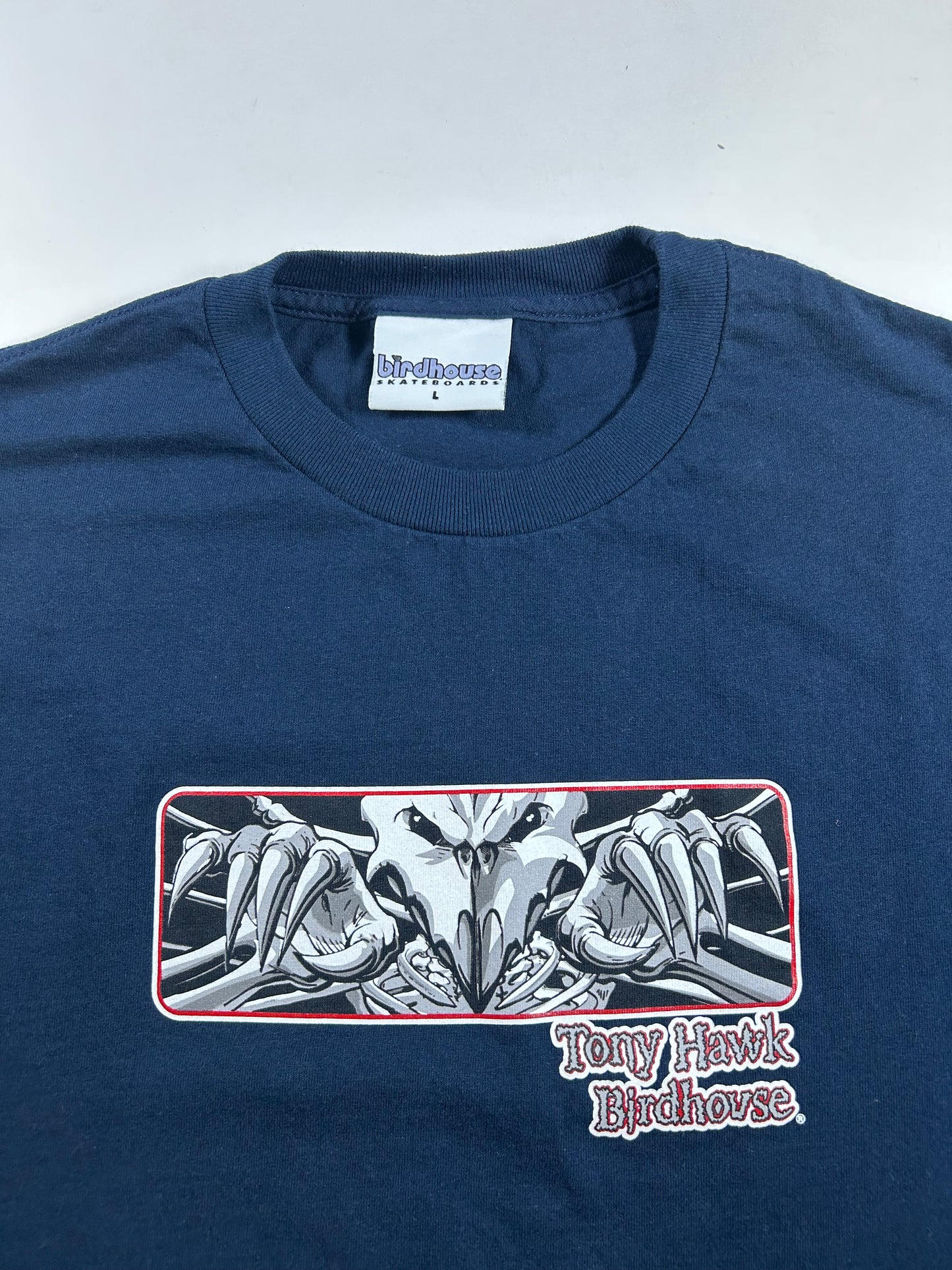 Vintage Birdhouse Skateboards Tony Hawk Falcon 3 Graphic Skateboard Tee 2000-01 Large Navy
