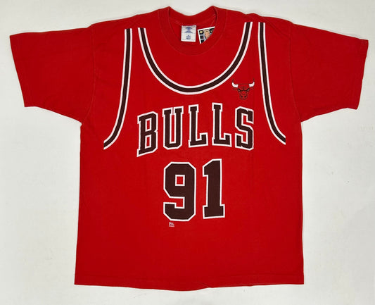 Vintage Pro Player Dennis Rodman Chicago Bulls Jersey Shirt Graphic T Shirt XL/2XL Fit 24.75x30.75 Inches