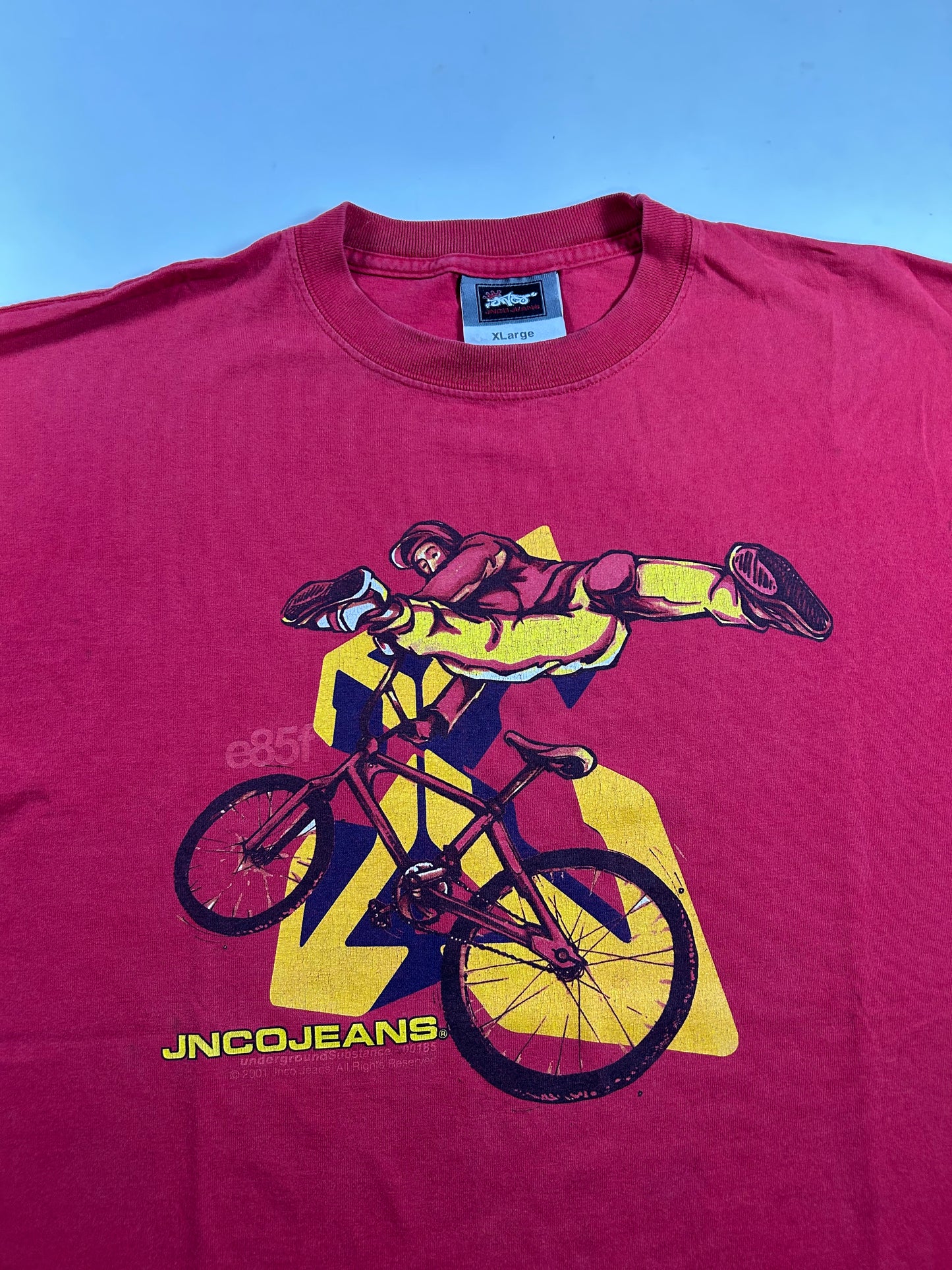 Vintage JNCO Jeans E85f BMX Bike Underground Substance 2001 Tee As Is Worn Has Wear & Marks XL 23.5x30.25 Inches