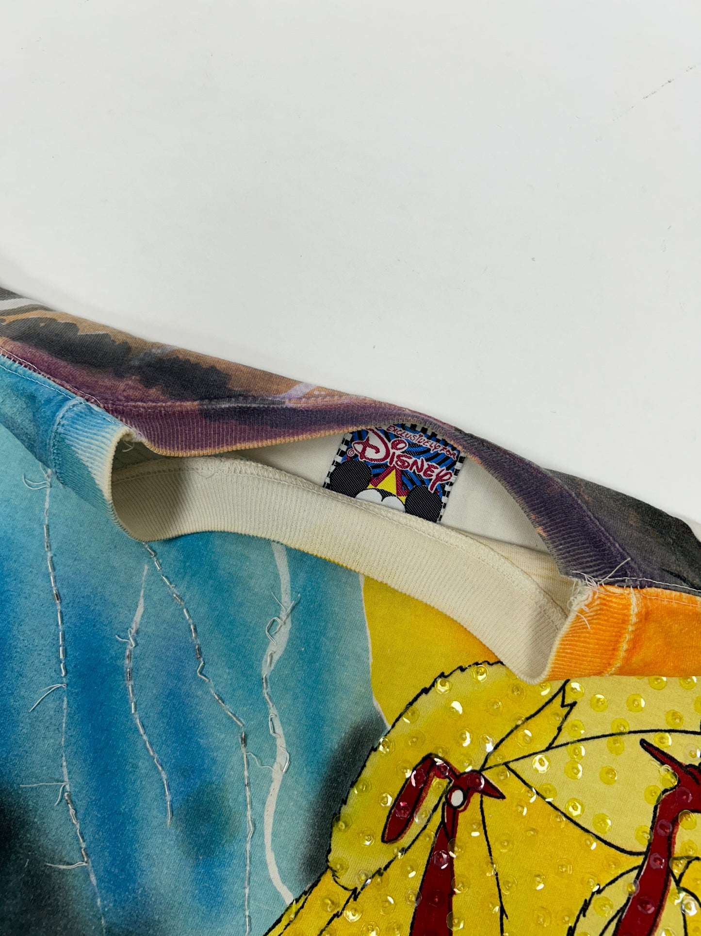 Vintage Disney JouJou Villains Cruella Maleficent Captian Hook Beaded Shirt Big 2XL For 25.5x32.75/34.75 Inches As Is Has Flaws