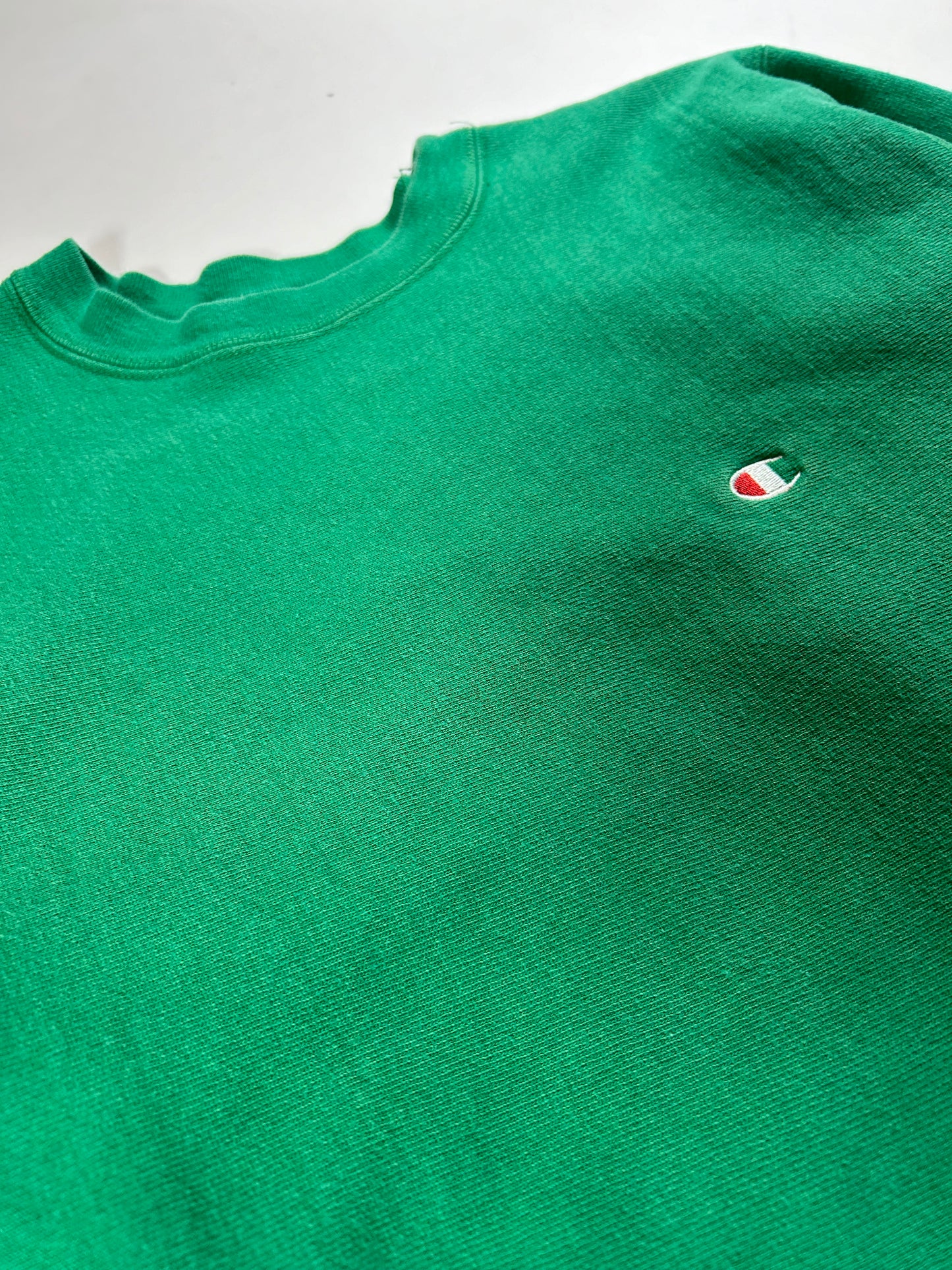 Vintage 80s Champion Reverse Weave Kelley Green Crewneck Sweatshirt 22.25x28.25 Inches Mediumish Fit