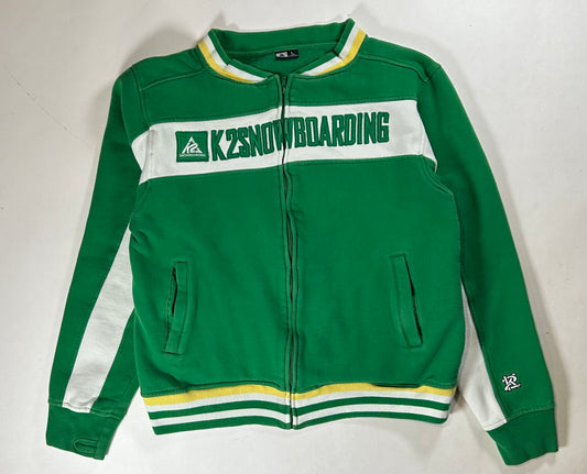 Vintage 2000s K2 Snowboarding Zip Track Jacket Style Sweatshirt Medium/Small Fit 22x24.75 Inches Green