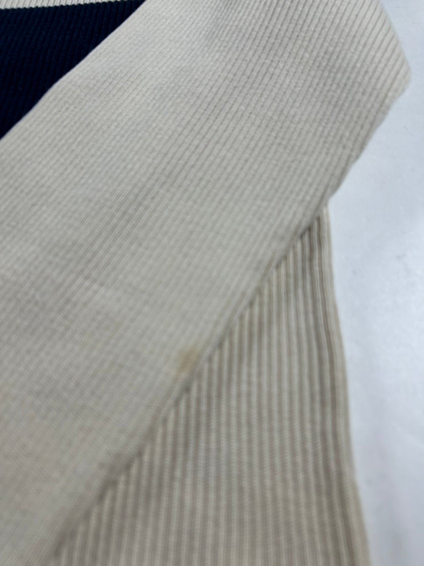 Vintage Polo Jeans Co Ralph Lauren Ribbed Cotton Sweater Cream Navy Stripe Small 20.25x24.25 Inches