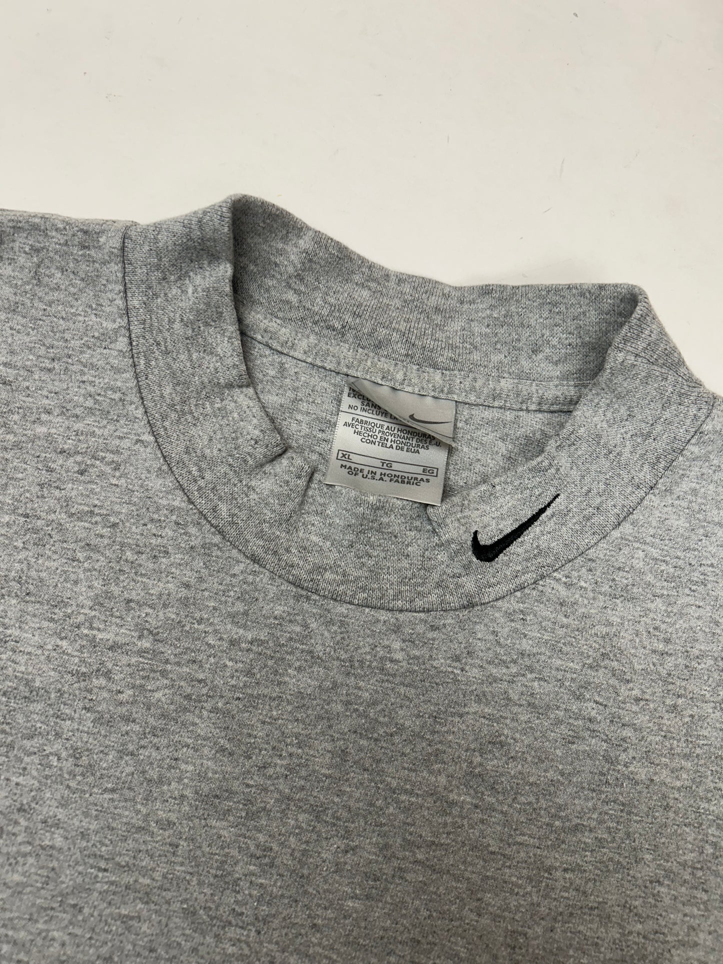 Vintage 00s Nike Swoosh Mock Neck Long Sleeve Shirt Gray Big XL 27x30.75 Inches