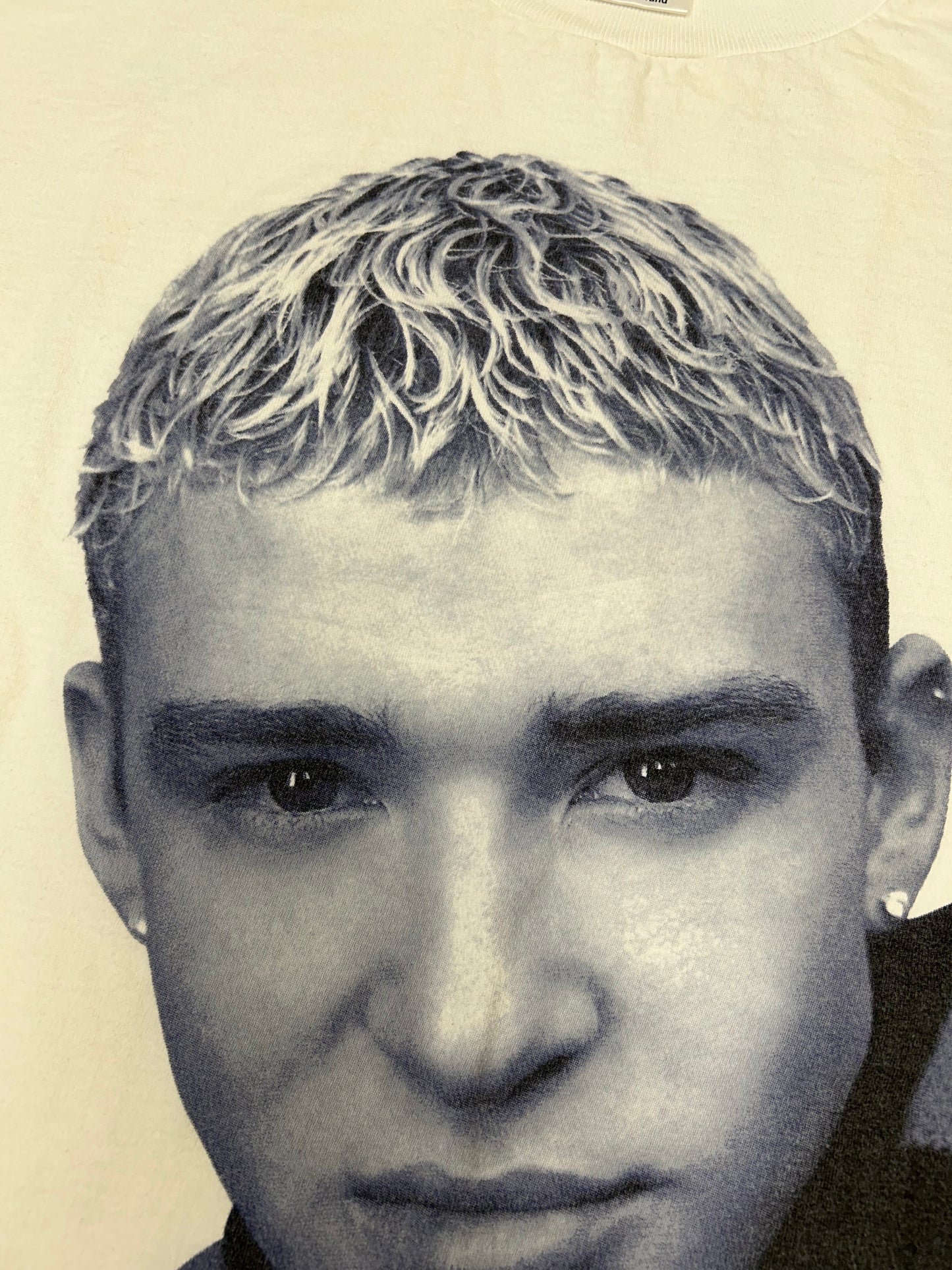 Vintage 1999 *NSYNC Justin Timberlake Big Face Graphic Boy Band Music Tee Tultex Large 21.5x29.25 Inches White