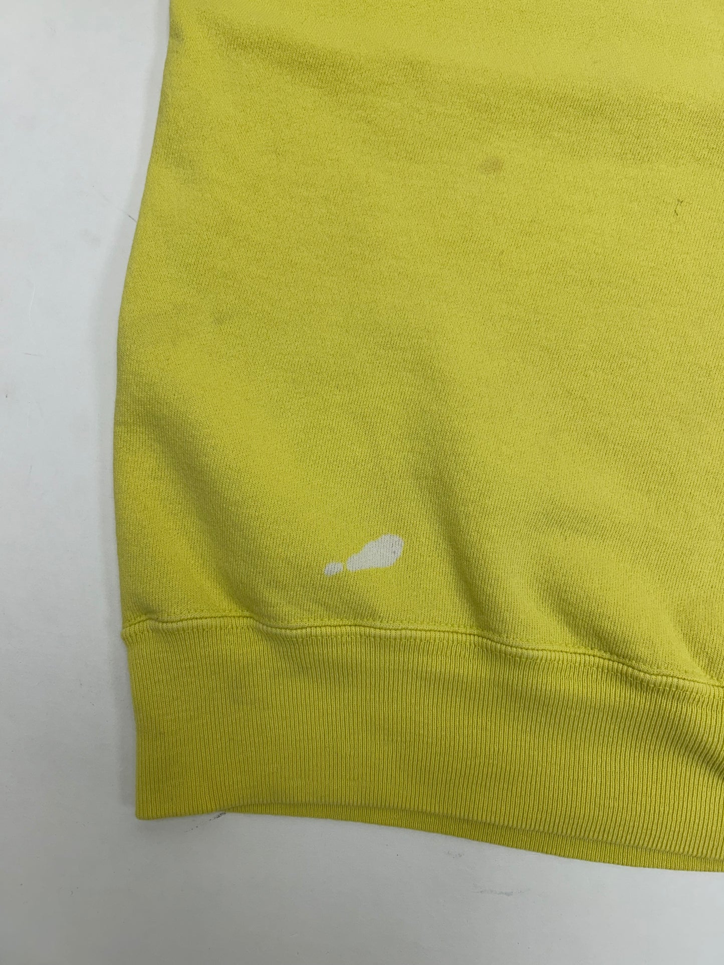 Vintage Champion Chest Script Logo Crewneck Sweatshirt Worn In Well Yellow USA Boxy Fit M/L 24.5x25 Inches As Is