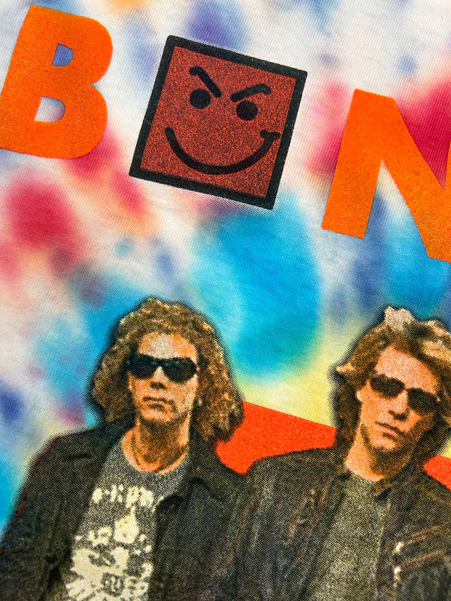 Vintage 2005-2006 Bon Jovi Have A Nice Day Tour Music Parking Lot Long Sleeve Tie-Dye Tee Small 19x26.75 Inches