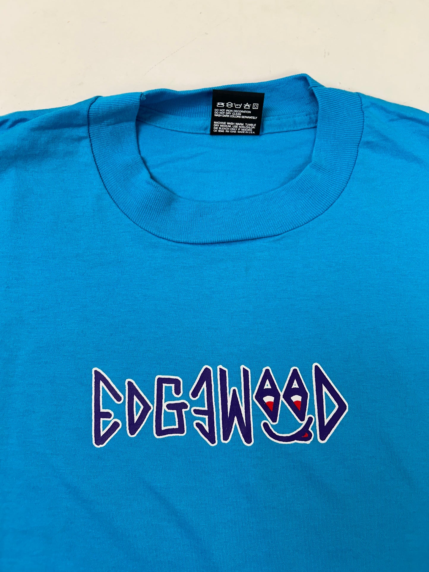 Edgewood NJ first edition “Deeper Than The Roots.” Tee XL 23.25x29.75 Inches FOTL BEST 50/50 Blend USA Made Bright Blue