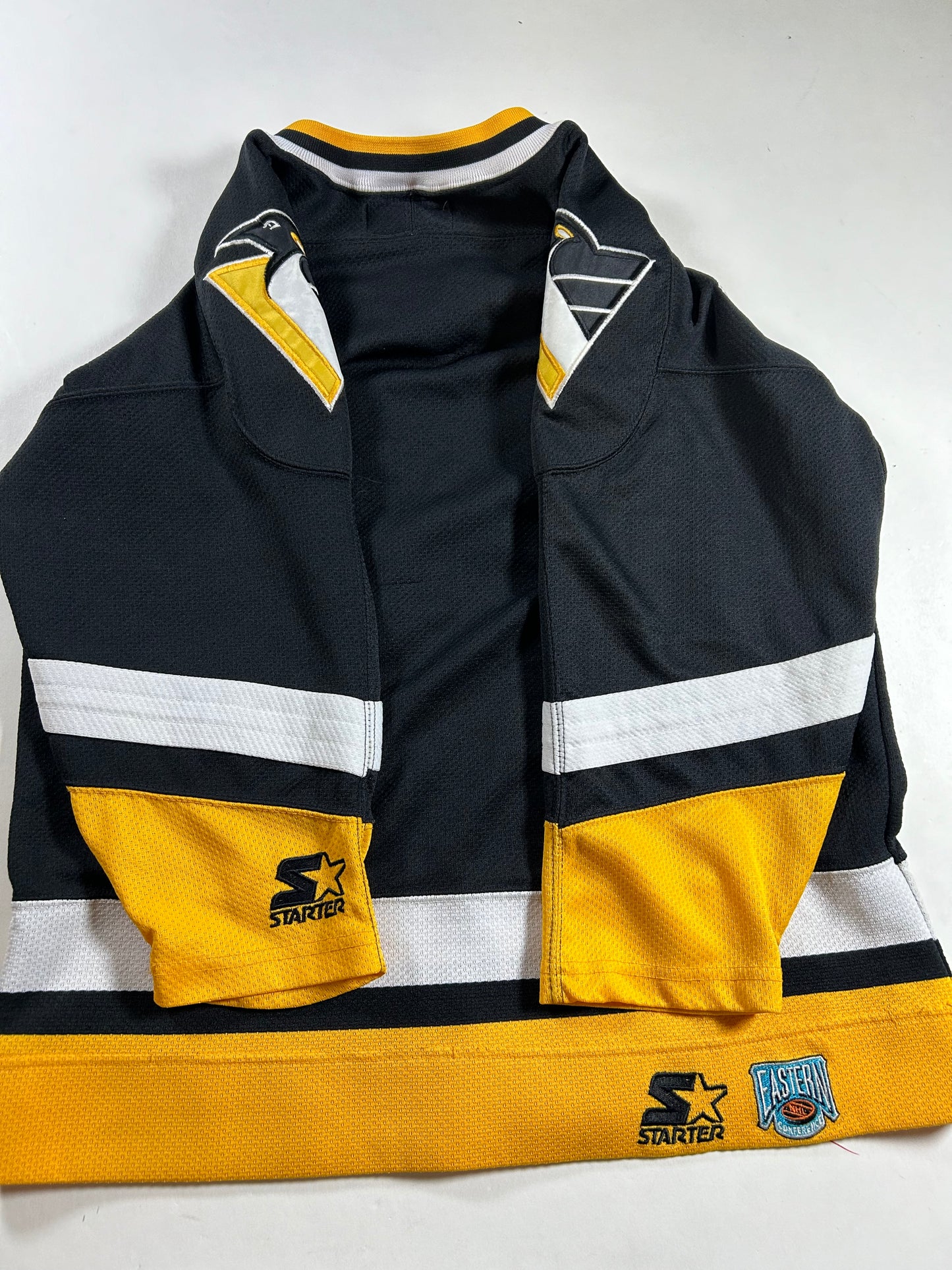 Vintage 90s Pittsburgh Penguins Starter Blank Hockey Jersey Youth L/XL 23.25x27 Inches