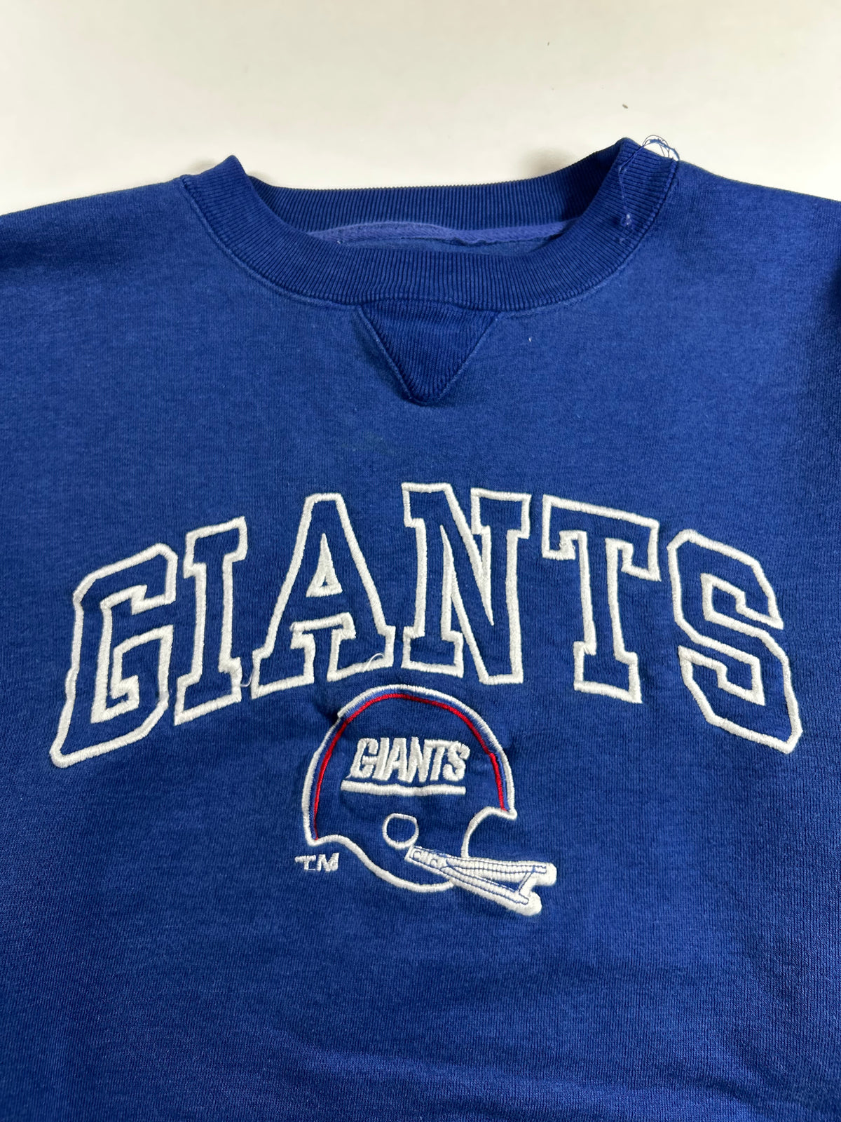 Vintage Logo 7 New York Giants NFL Crewneck Logo Sweatshirt Medium/Small Fit 23.5x25 Inches As Is Has Flaw On Shoulder