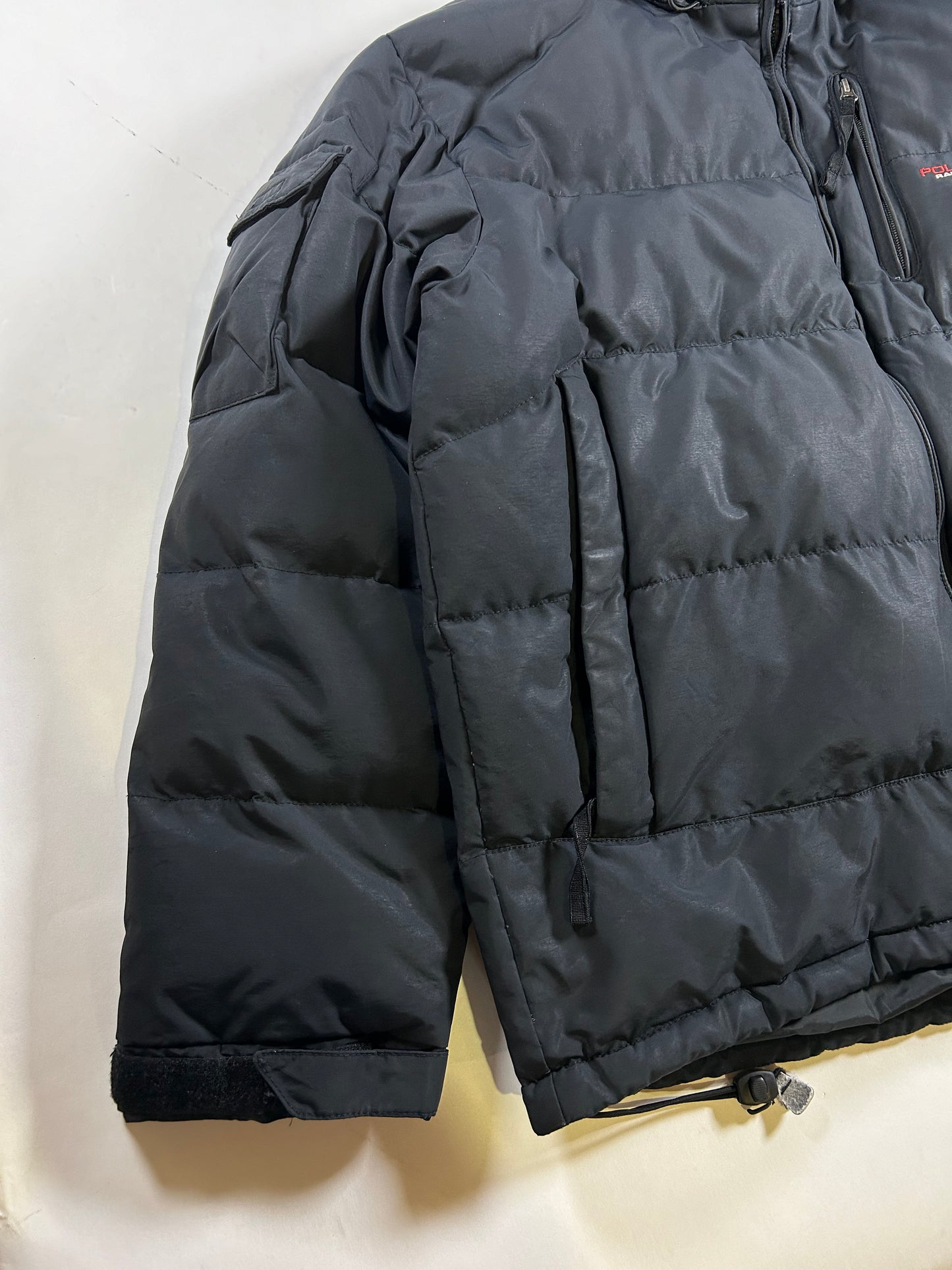 Vintage Polo Sport Ralph Lauren Down Puffer Jacket Mens 2XL 29x30.75 Inches Black As Is Had Wear