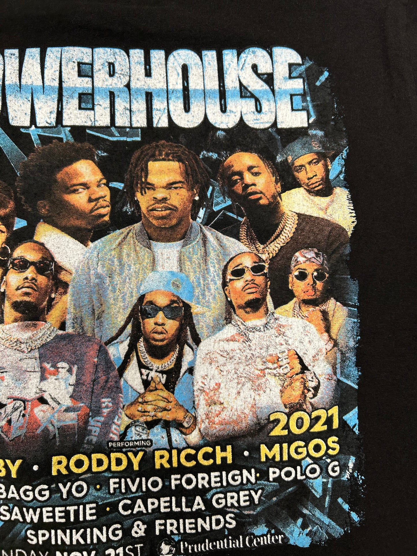 Power House 105.1 FM Concert T-Shirt 2021 Migos Lil Baby Roddy Rich Parking Lot Tee Medium 19.5x26.75 Inches As Is