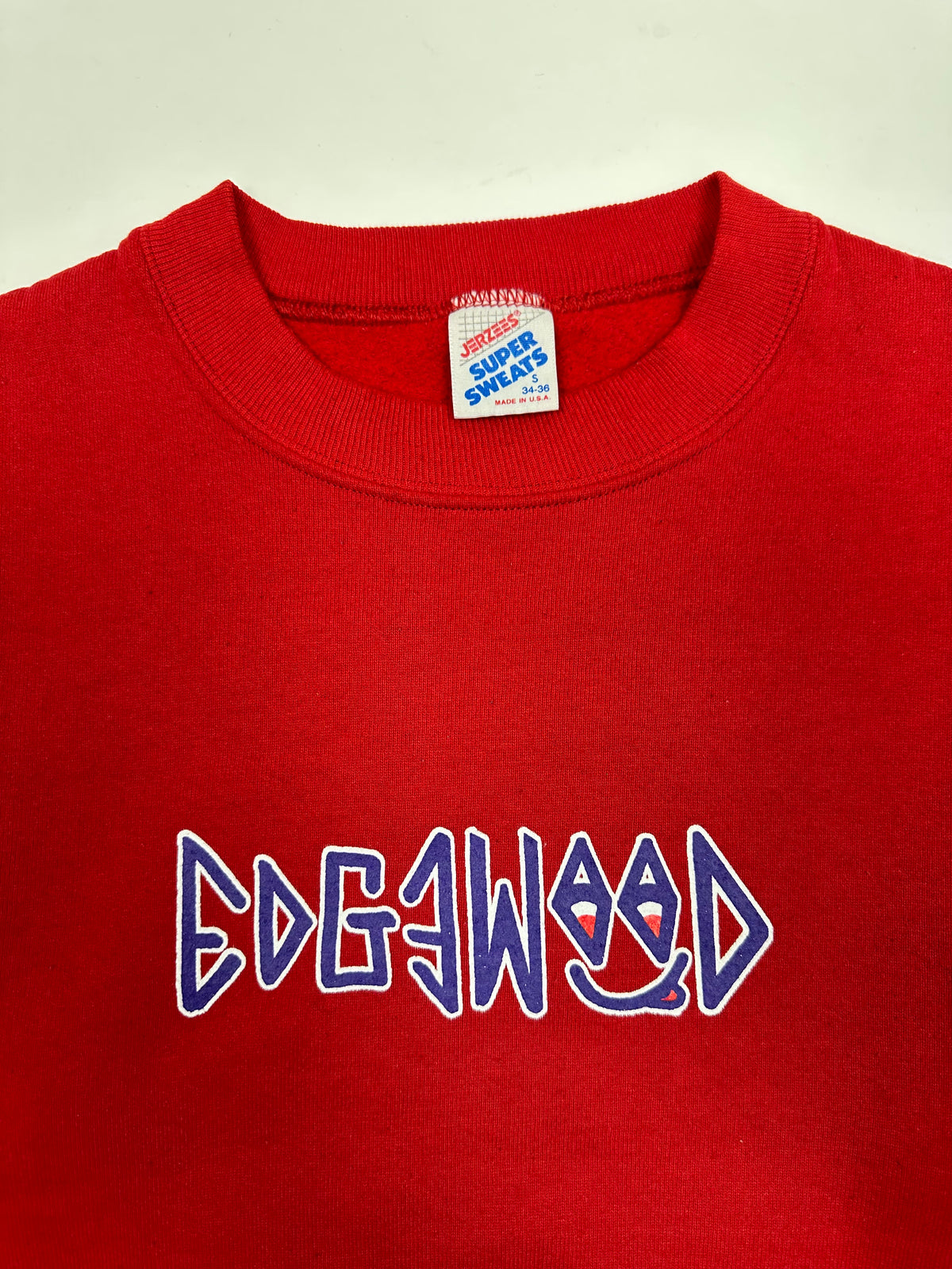 Edgewood NJ “Deeper Than The Roots.” First Edition Crewneck Sweatshirt Tagged Small Purple 90s Jerzees Made In USA 20.75x26.25