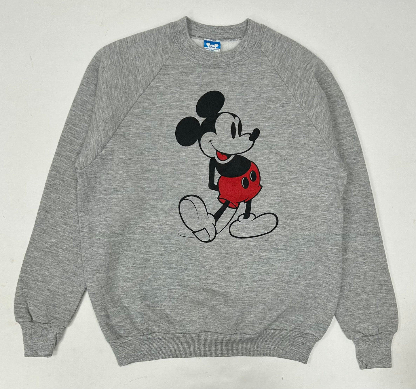 Vintage Disney Mickey Mouse Raglan Crewneck Sweatshirt 21.5x26.25 M/S Fit Gray