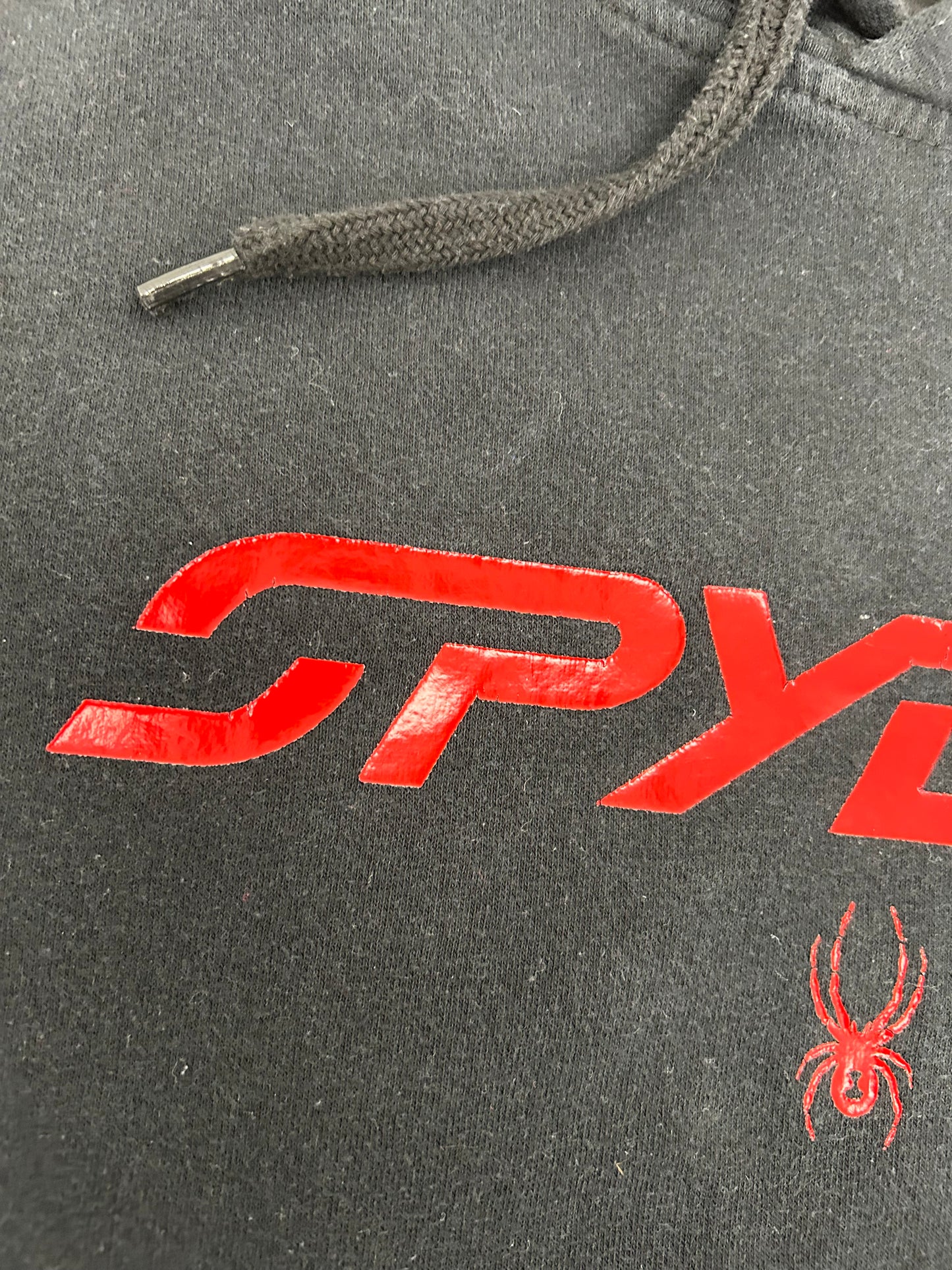 Spyder Hoodie Black/Red Pullover Sweatshirt Long Sleeve Large 24x28 Inches