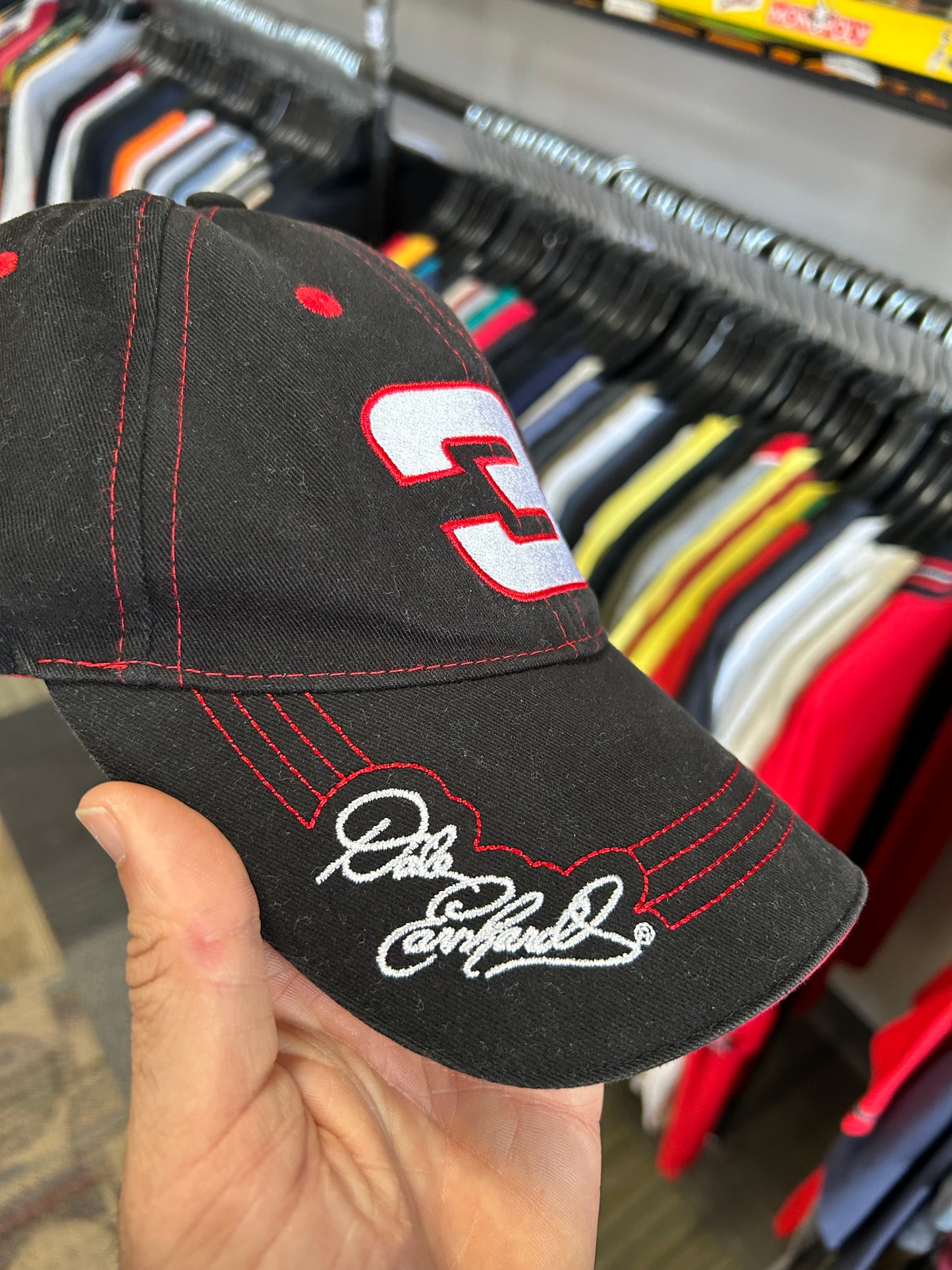 Vintage NASCAR #3 Dale Earnhardt & Johnny Cash Hat Embroidered Red/Black Adult Adjustable OSFM