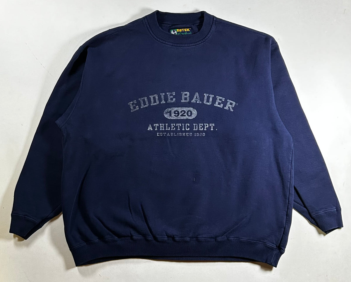 Vintage Eddie Bauer Athletic Department Crewneck Sweatshirt EBTEK 27x28 Inches Large As Is Has Wear & Marks