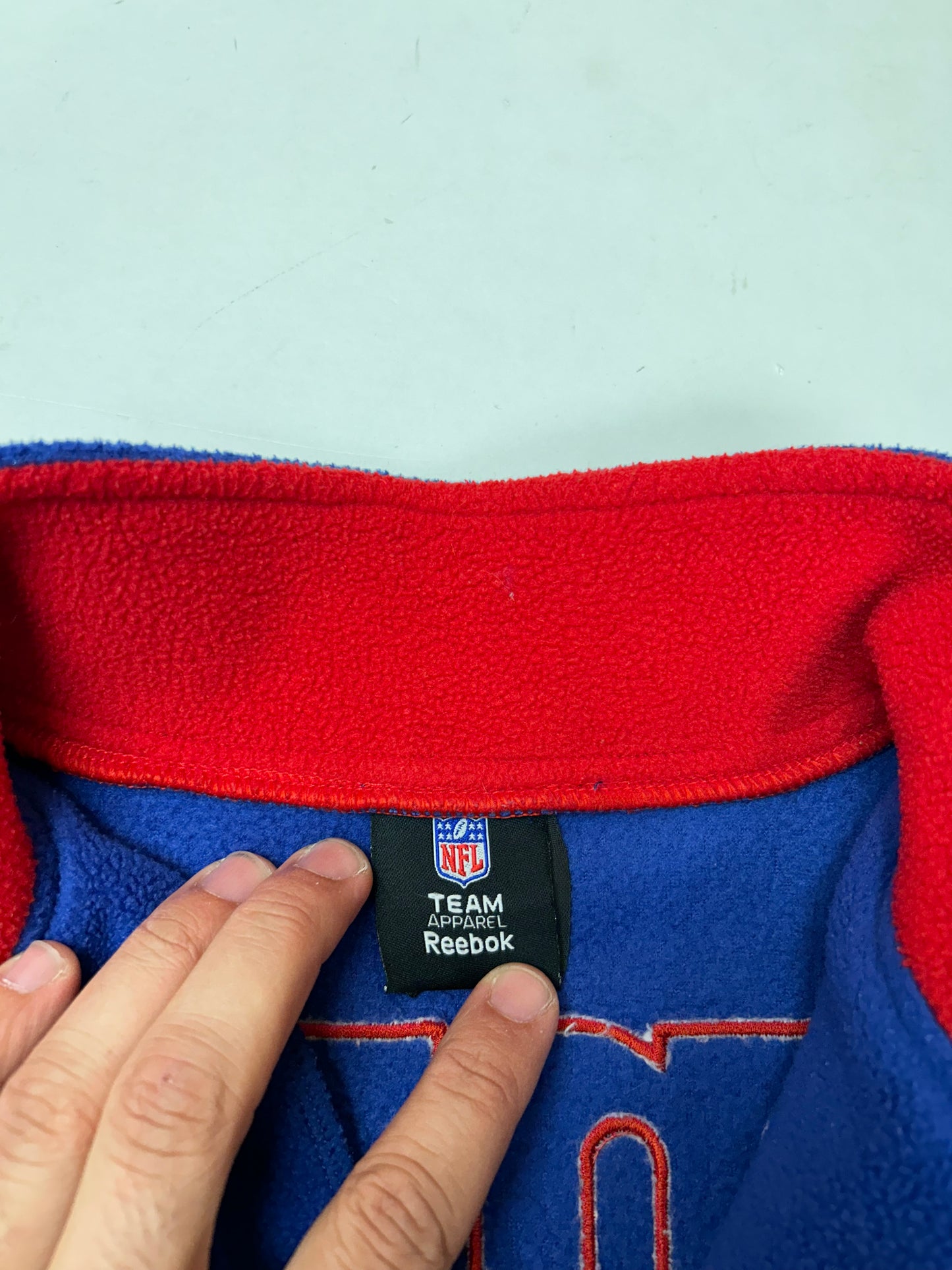 Vintage 00s Reebok Team Apparel New York Giants NFL Fleece 1/4 Zip Smallish Fit 20.5x26.5 Inches