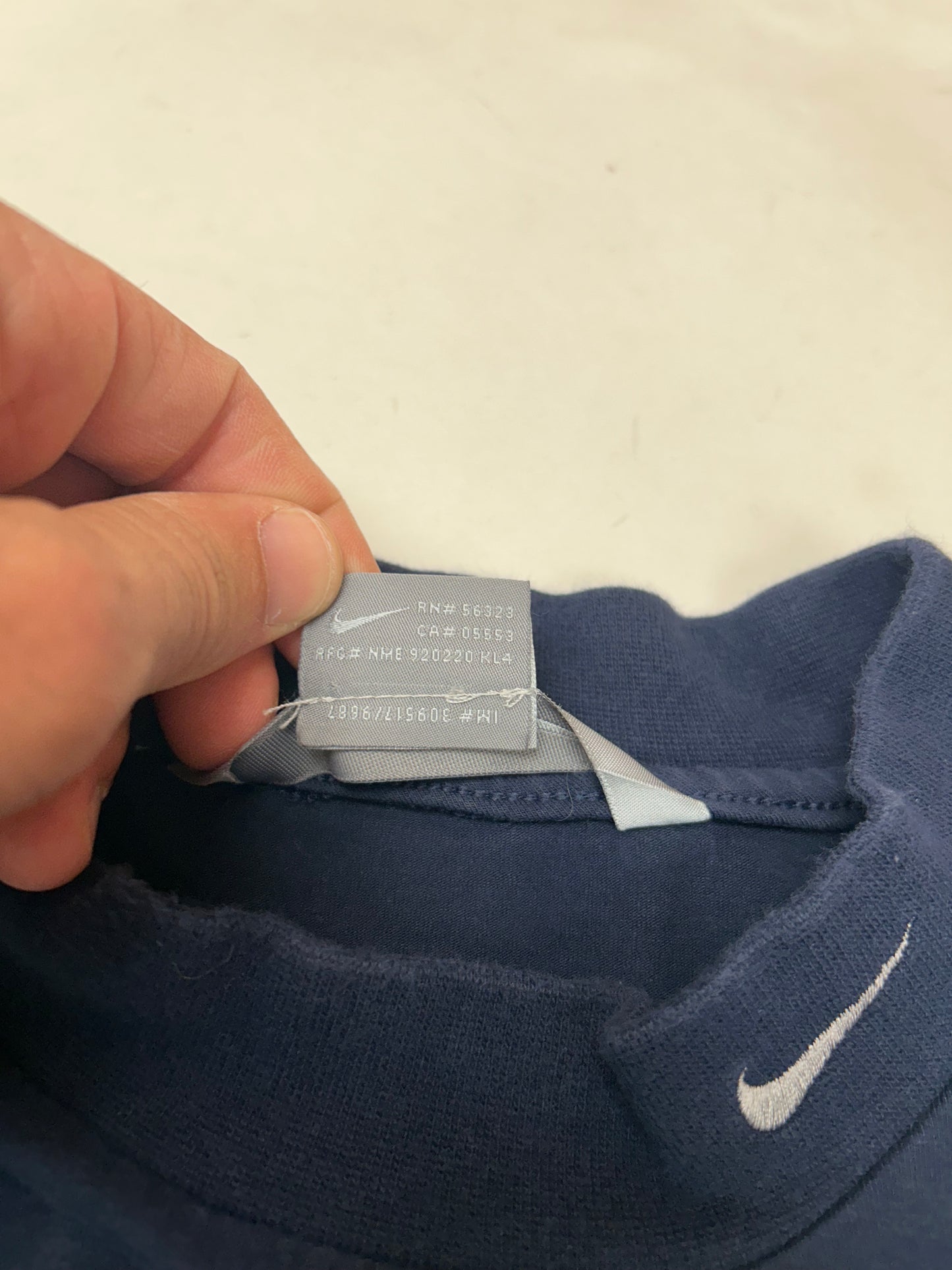 Vintage 00s Nike Swoosh Embroidered Mock Neck Long Sleeve Shirt L/XL 24x31/32 InchesNavy