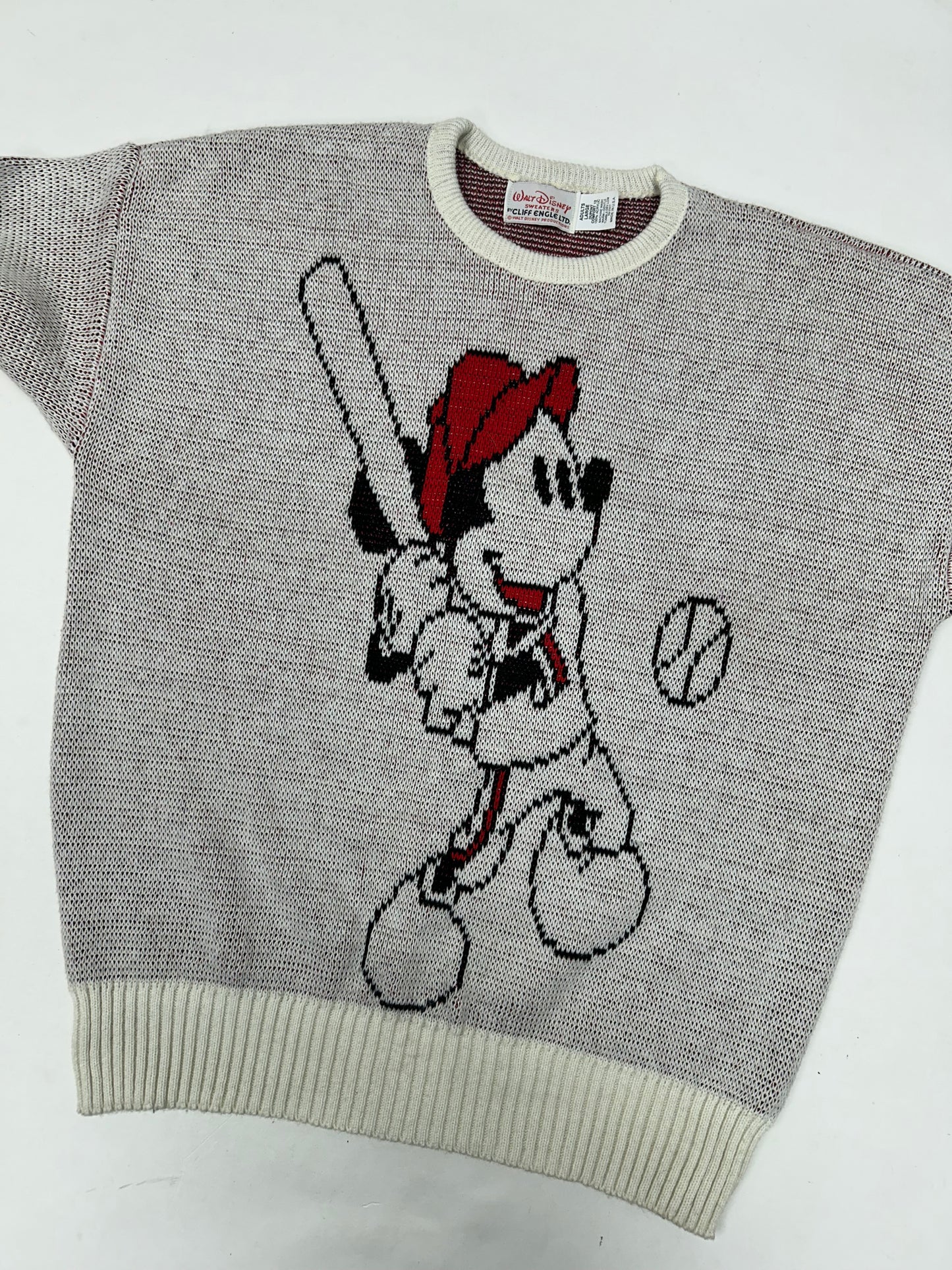 Vintage Cliff Engle Mickey Mouse Baseball Disney Sweater USA Large/Medium 23.25x26.75 Inches