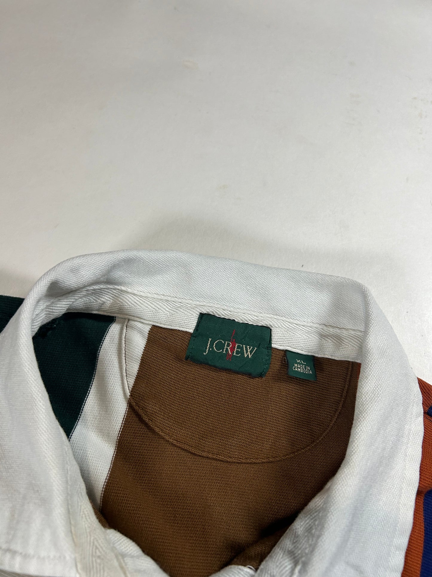 J. Crew Rugby Polo Big Stripe Color Long Sleeve Shirt XL 25x30.25 Inches FA22