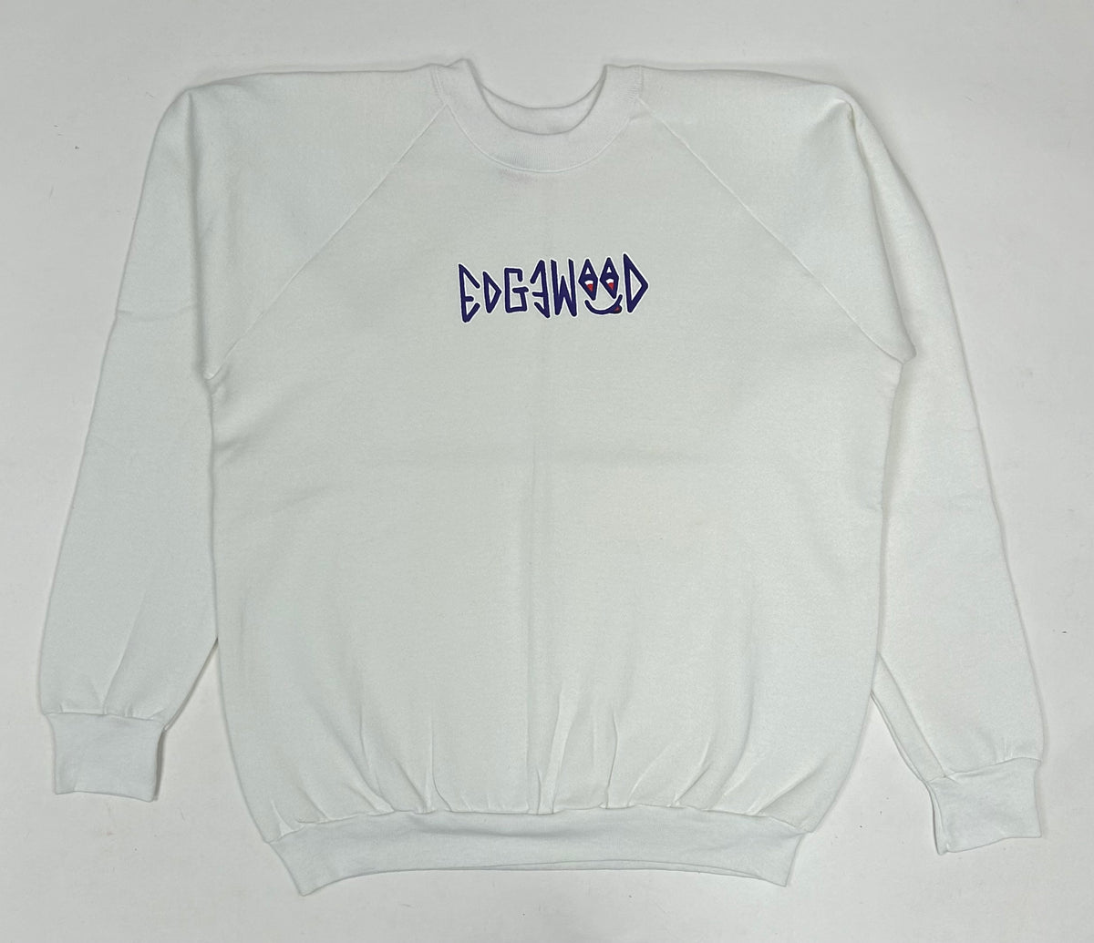 Edgewood NJ first edition “Deeper Than The Roots.” Crewneck Sweatshirt Tagged XL Can Fit Large 23.75x28 Inches Ragland Fruit Of The Loom White