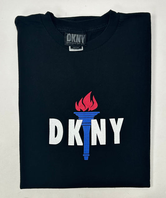 Vintage DKNY Torch Graphic Donna Karan New York USA Tee M/L Fit 21.5x30.25 USA