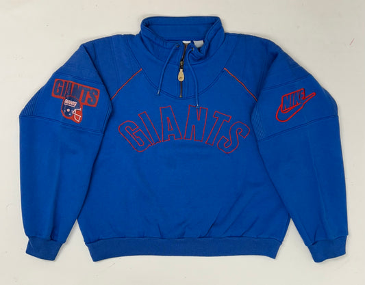 Vintage Nike NFL Quarter Zip Jacket New York Giants Large 25.5x25.25 Inches 80s 90s Rare