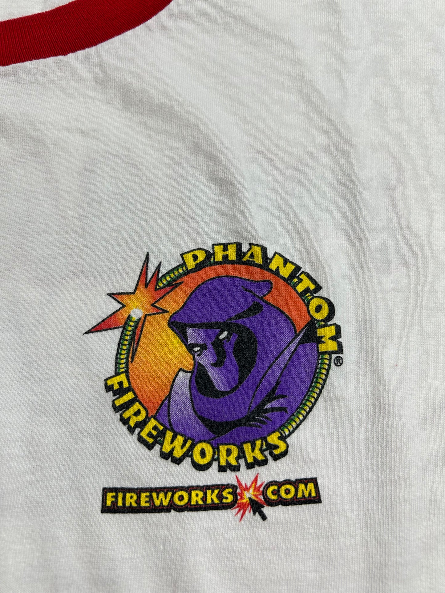 Vintage 2000s Phantom Fireworks American Eagle Flag Ringer Tee Medium