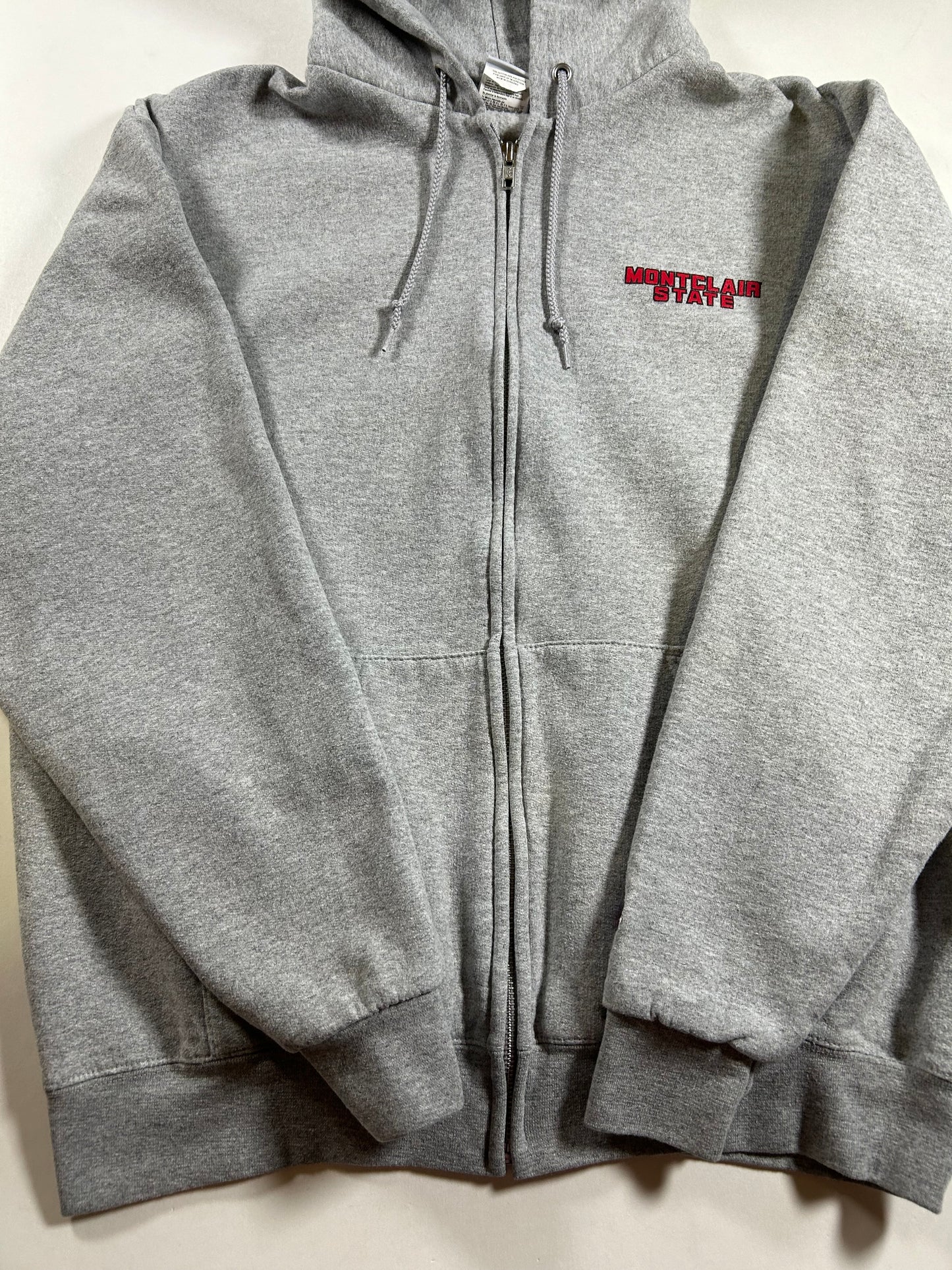 Montclair State University College Zip Hooded Sweatshirt Gray Large 24x27 Inches