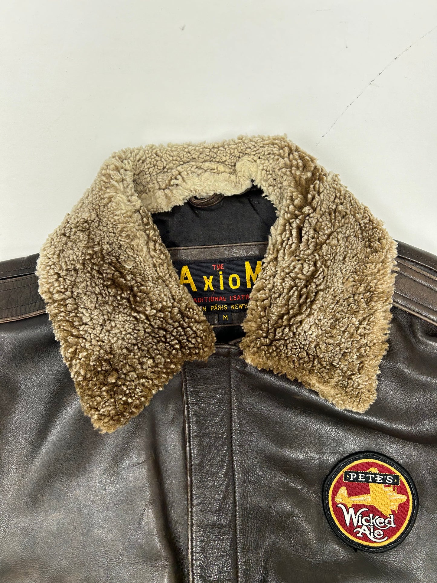 Vintage 90s The Axiom Traditional Leather Pete’s Wicked Ale Leather Jacket Beer Brewery Medium 25x28 Inches
