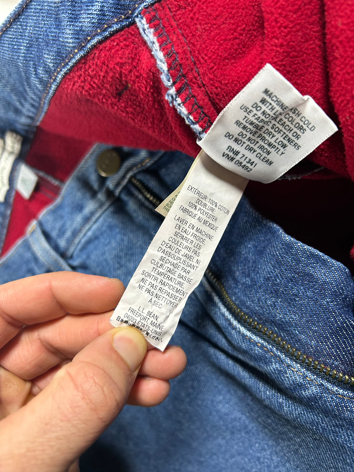 Vintage LL Bean Fleece Lined Jeans W14 Original/Relaxed Fit Lined Quality Denim Tagged 14 16.5x41.75 Inches
