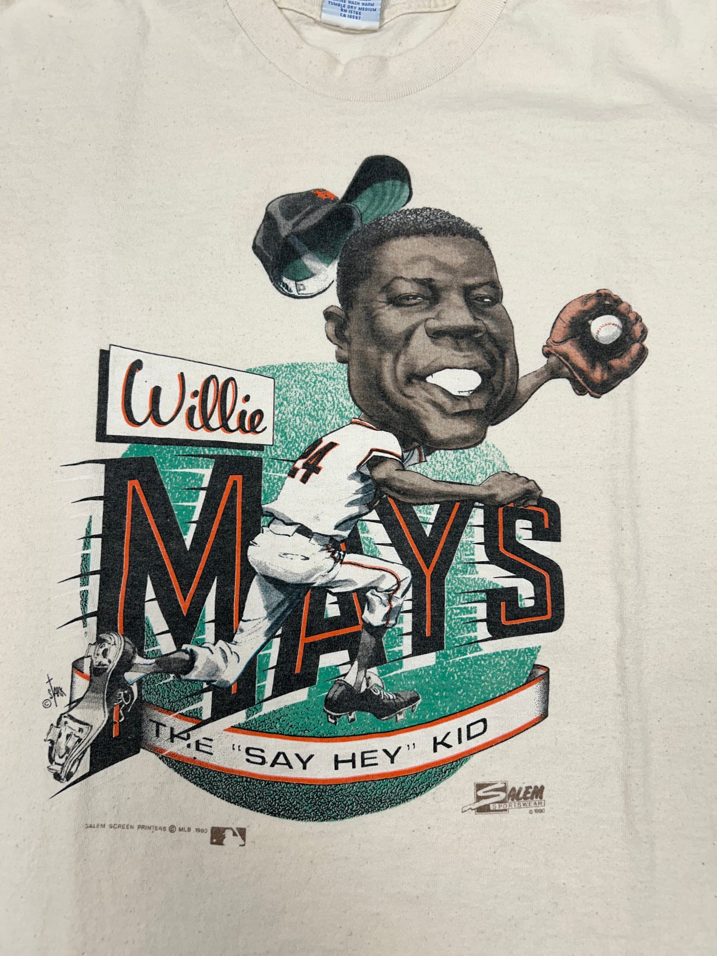 Vintage 1990 Salem Sportswear Willie Mays The “Say Hey” Kid San Francisco Giants MLB Baseball Tee