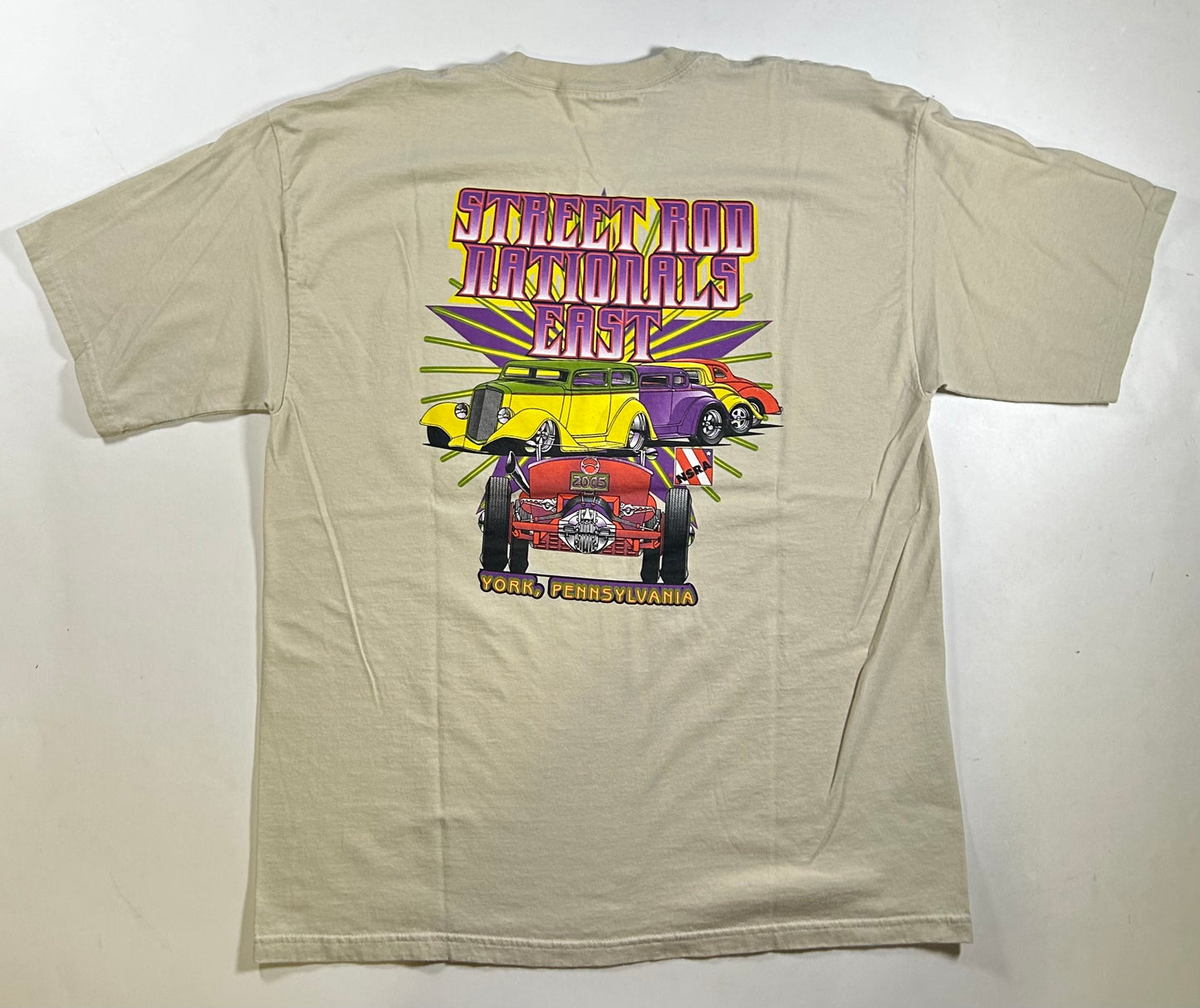 2005 Street Rod Nationals East York, Pennsylvania Car Tee XL As Is 24.25x31.25 Inches