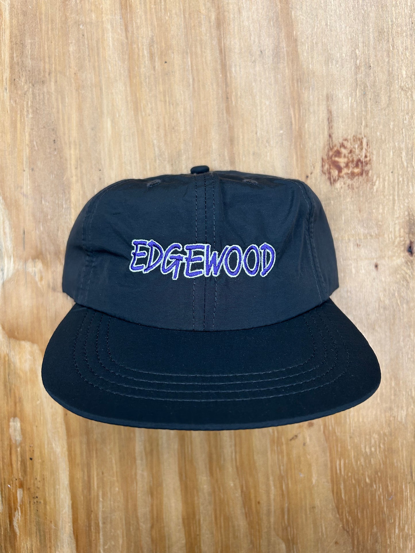 Edgewood NJ Team Spell Out Logo 6 Panel Nylon Adjustable Clip Hat Washed Black
