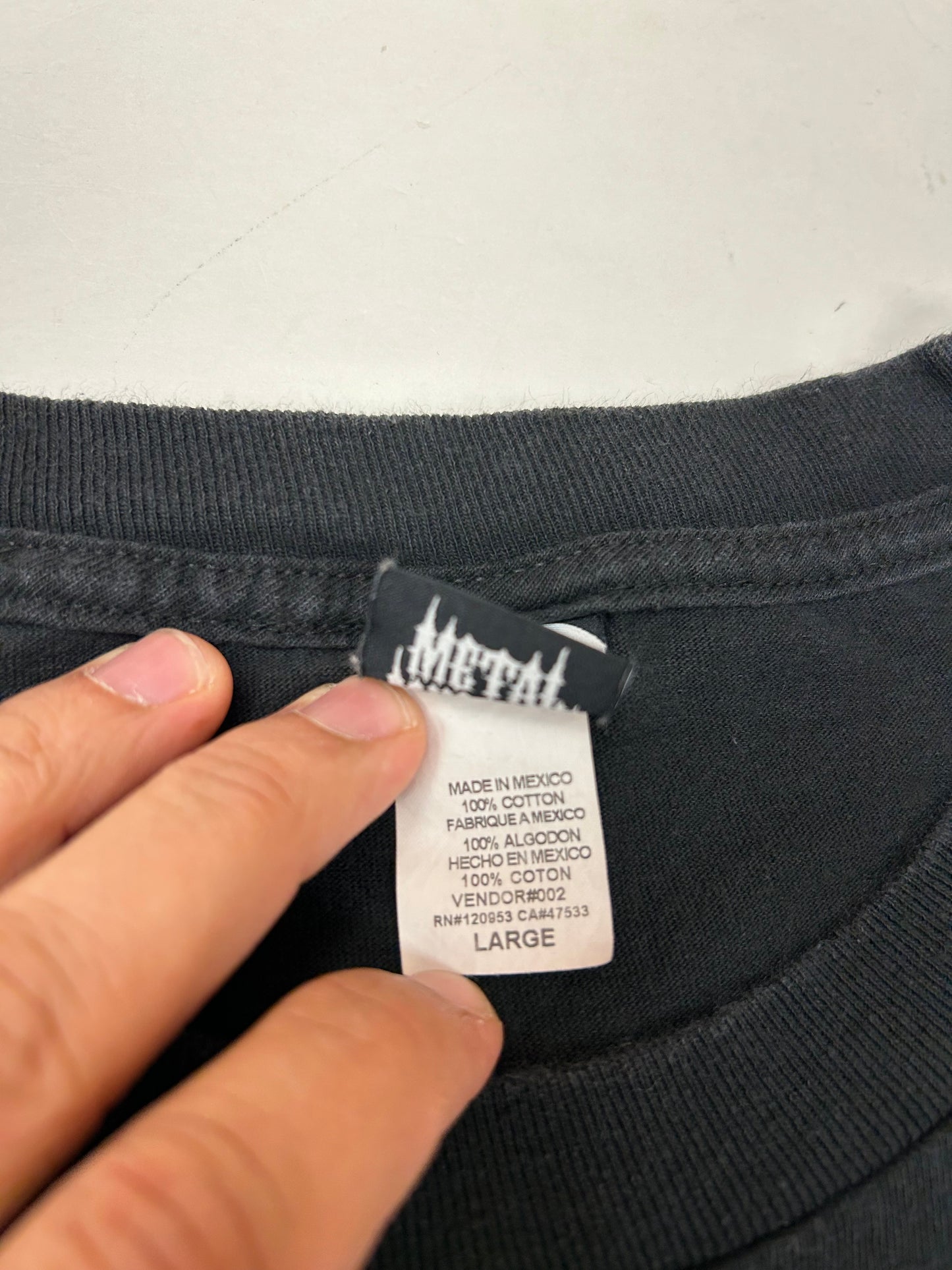 Vintage 00s Metal Mulisha Skull Sergeant Motocross Dirt Biking Shirt Large 21.5x30 Inches Black/Blue