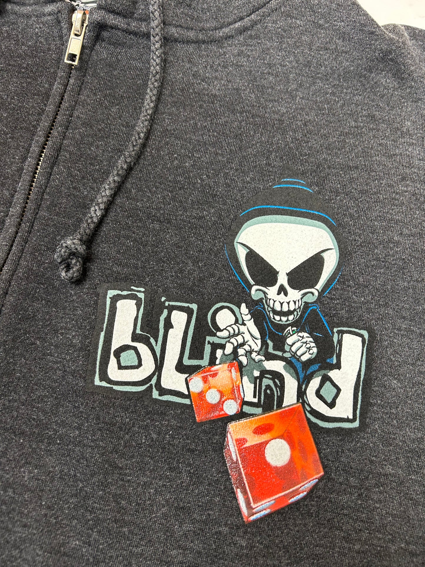 Vintage 00s Blind Skateboards Reaper Dice Logo Full Zip Skate Hooded Sweatshirt Brand New With Tag Small 21x28 Inches 2000s Y2K