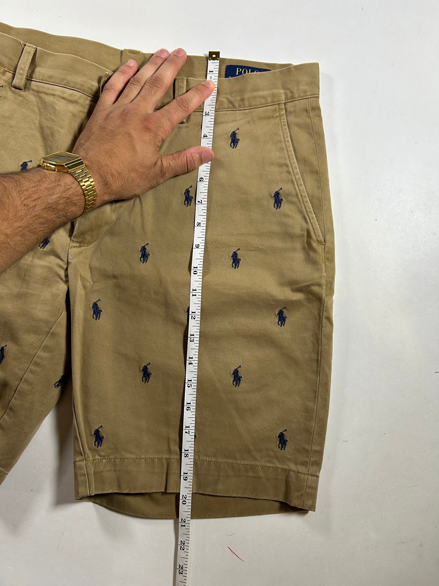 Polo Ralph Lauren All Over Pony Chino Shorts Khaki Classic Fit 9” 35 18x20.75/21 Inches