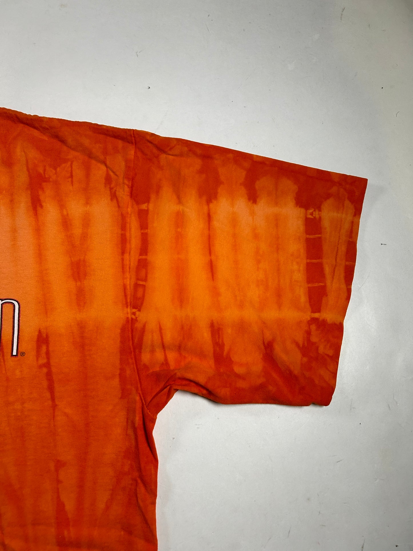 Vintage Harley Davidson Motorcycles Woodstock Tie Dye Orange Flames Tee L/XL Fit 24.25x31 Inches