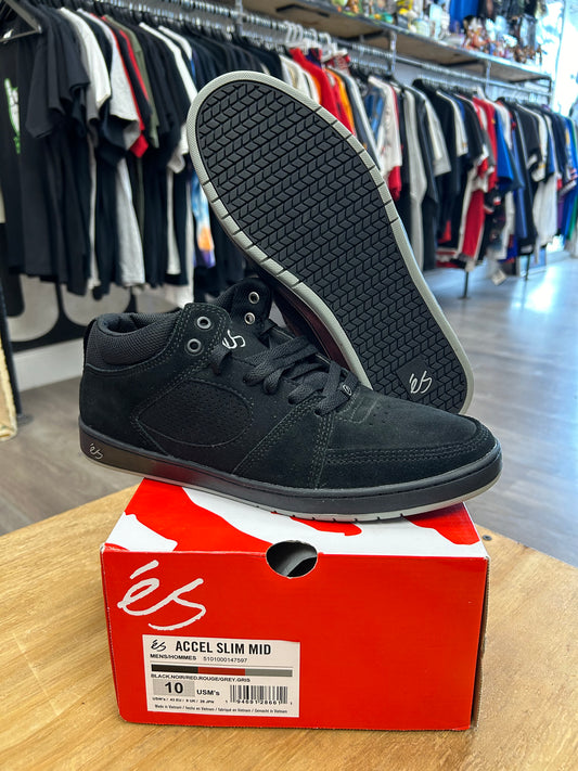 eS Accel Slim Mid Skateboarding Black Suede Shoes Size 10 Mens New Skate Shoe