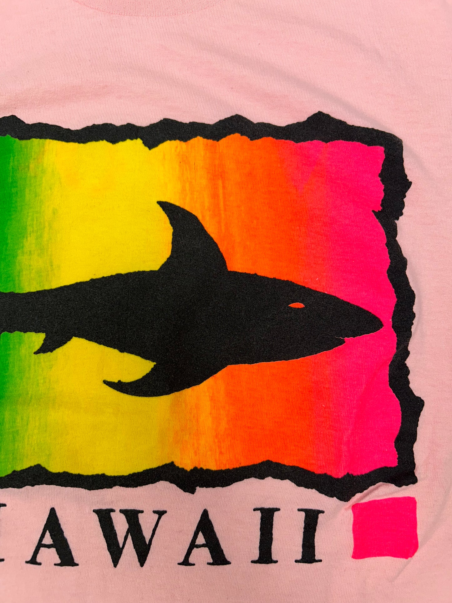 Vintage Hawaii Shark Shirt Stedman Made USA Single Stitch Surf Graphic Size Medium/Small 19x26.5 Inches