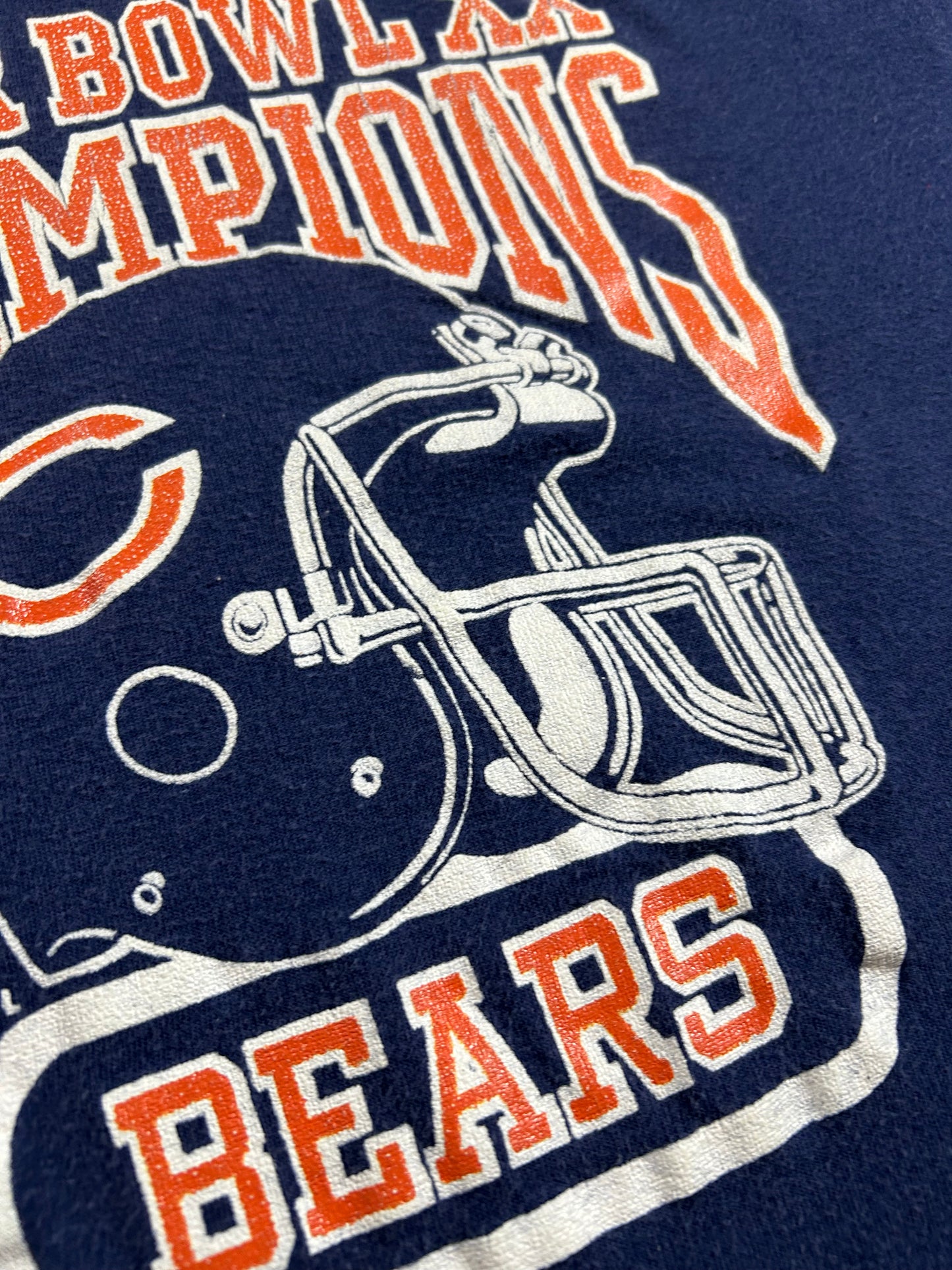 Vintage Logo 7 Chicago Bears NFL Super Bowl XX Champions Tee M/S Fit 19.25x25.5 Inches